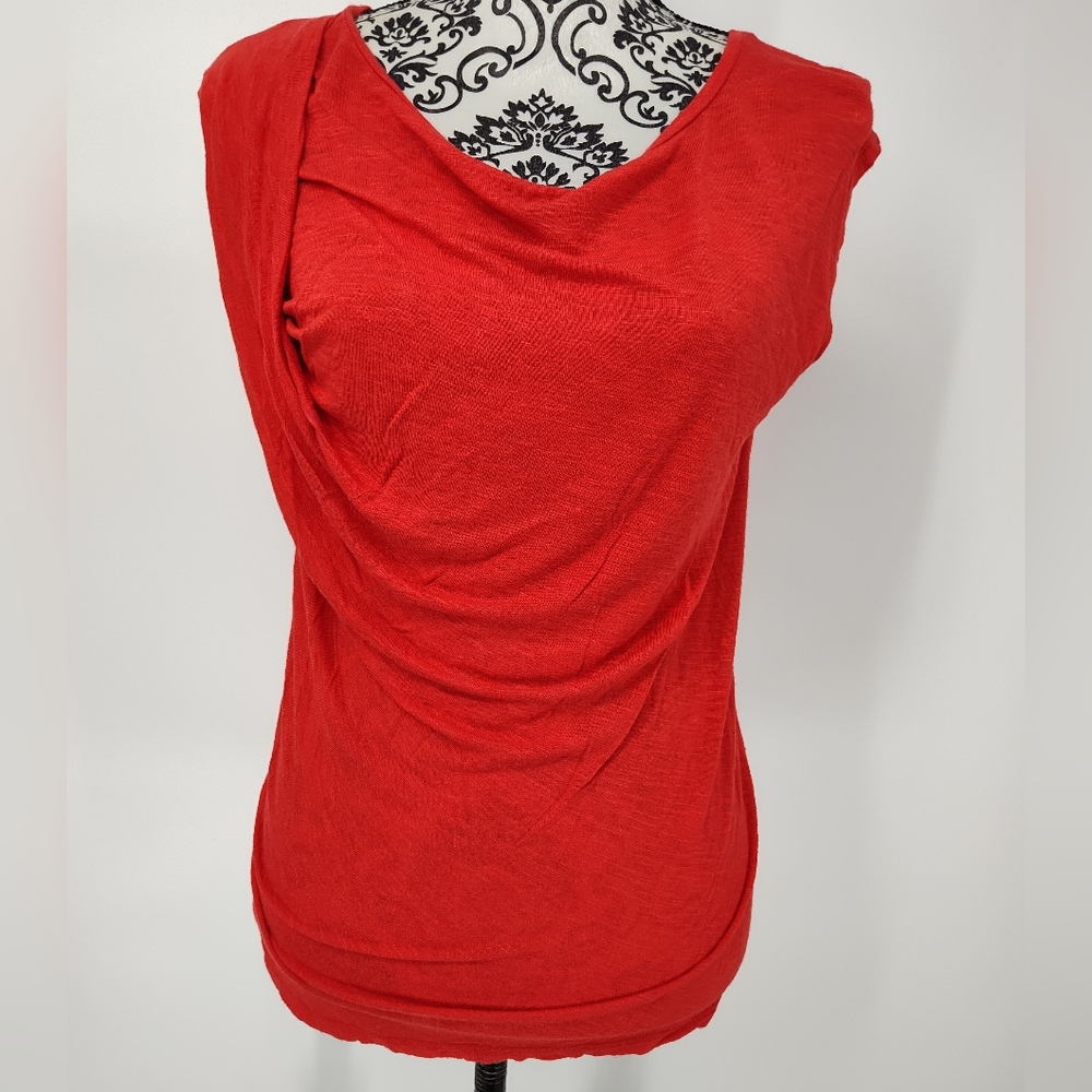 Apt. 9 Vibrant Orange Sleeveless Ruched Shoulder Women's Top Size Small